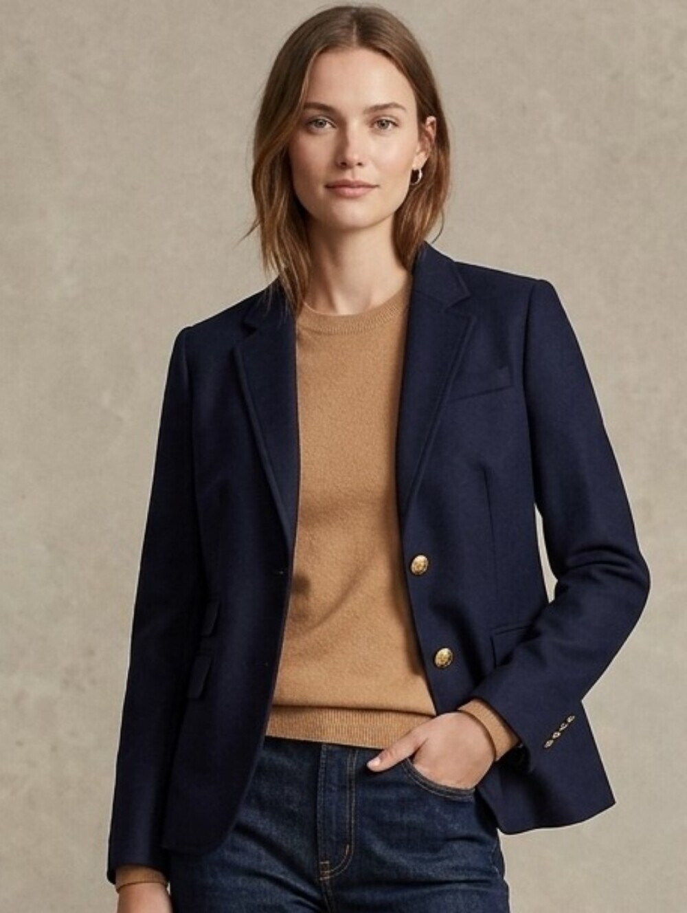 J Crew Schoolboy Classic Navy Wool Blazer Gold Buttons Size 4 Prep Academia